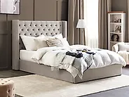Ottoman Bed LUBBON Velvet Light Grey 180 x 200 cm (EU Super King)_1178360