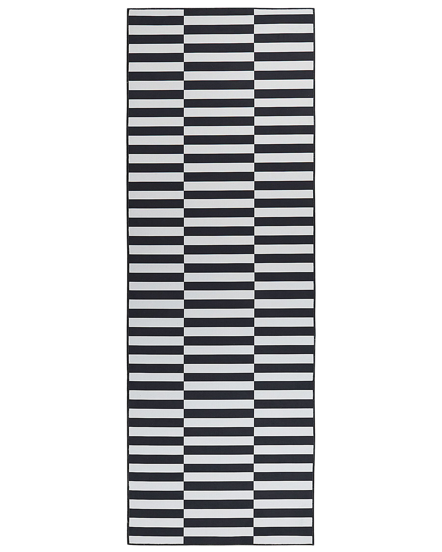 Vloerkleed polyester zwart/wit 70 x 200 cm PACODE_831674