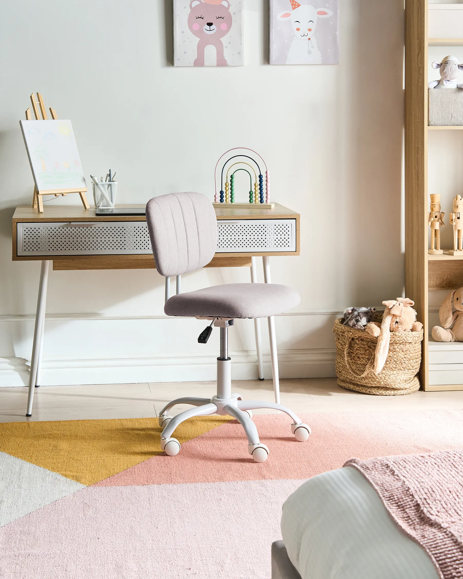 Desk Chair BUBBLY Fabric Light Beige_1053789
