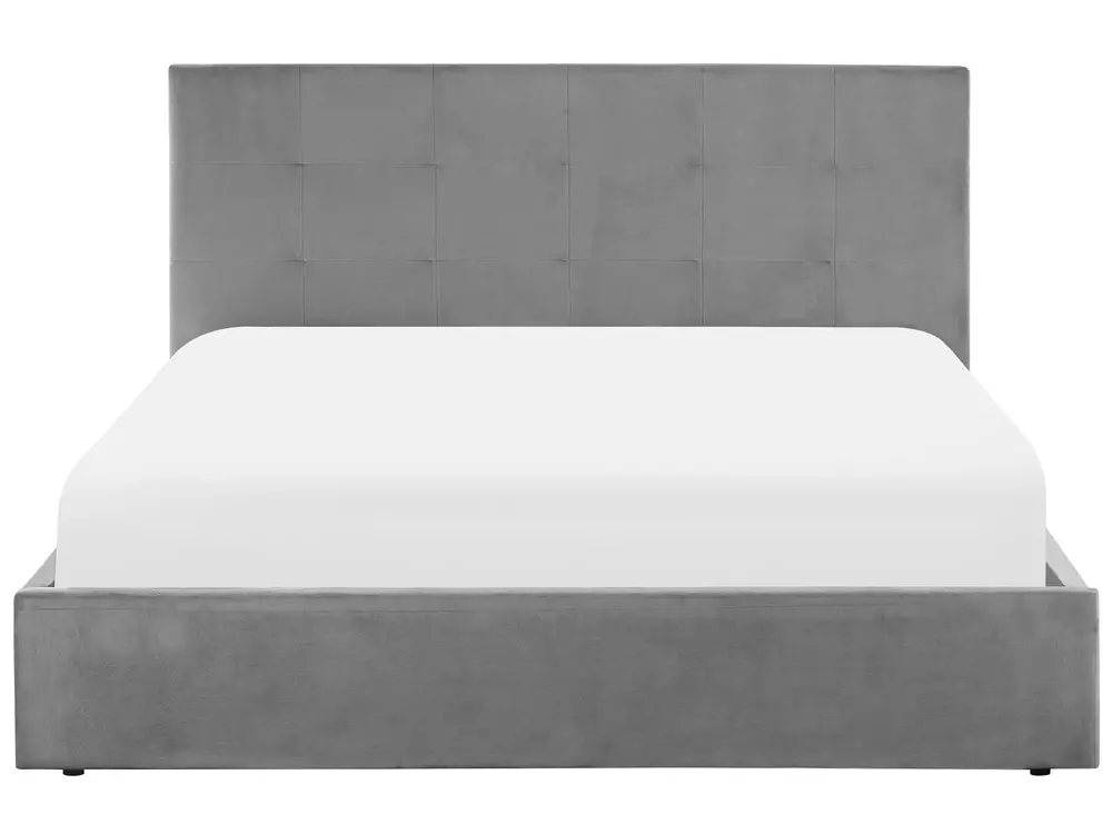 Ottoman Bed LORIENT Velvet Light Grey 140 x 200 cm (EU Double)_827089