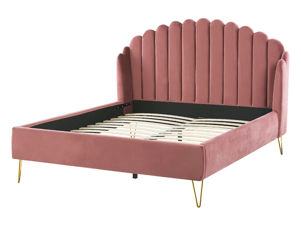 Bed Velvet AMBILLOU 140 x 200 cm (EU Double) Pink_857078