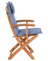 Set of 2 Garden Folding Chairs with Blue Cushions MAUI_755761