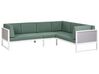 Left Hand 6 Seater Garden Sofa Set with White Table Green CASTELLA/FRATTE_929848