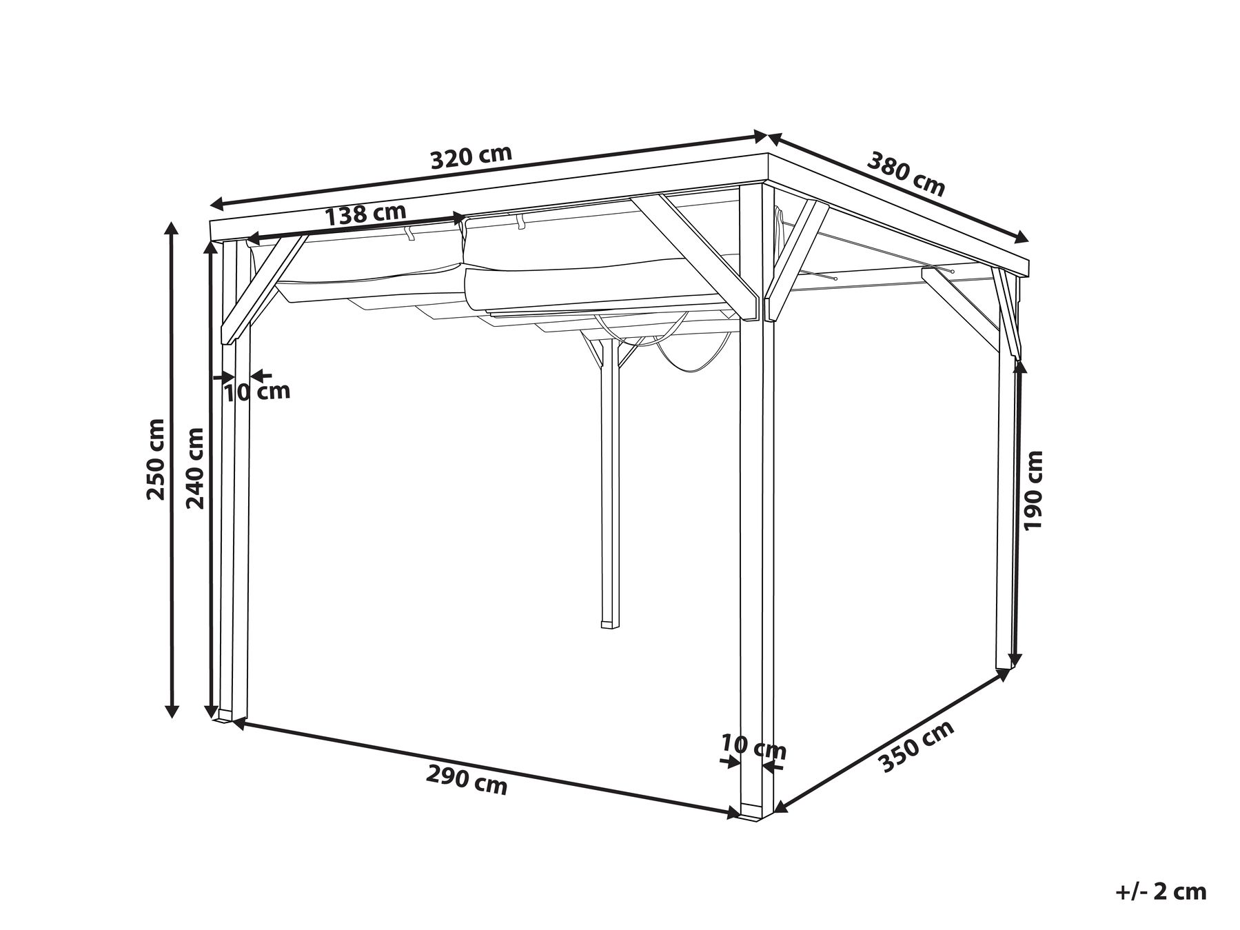 Pawilon ogrodowy drewniany 320 x 380 beżowy VILLAROSA_967191