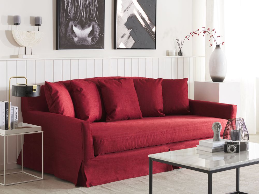 Canapé 3 places GILJA Tissu Rouge
