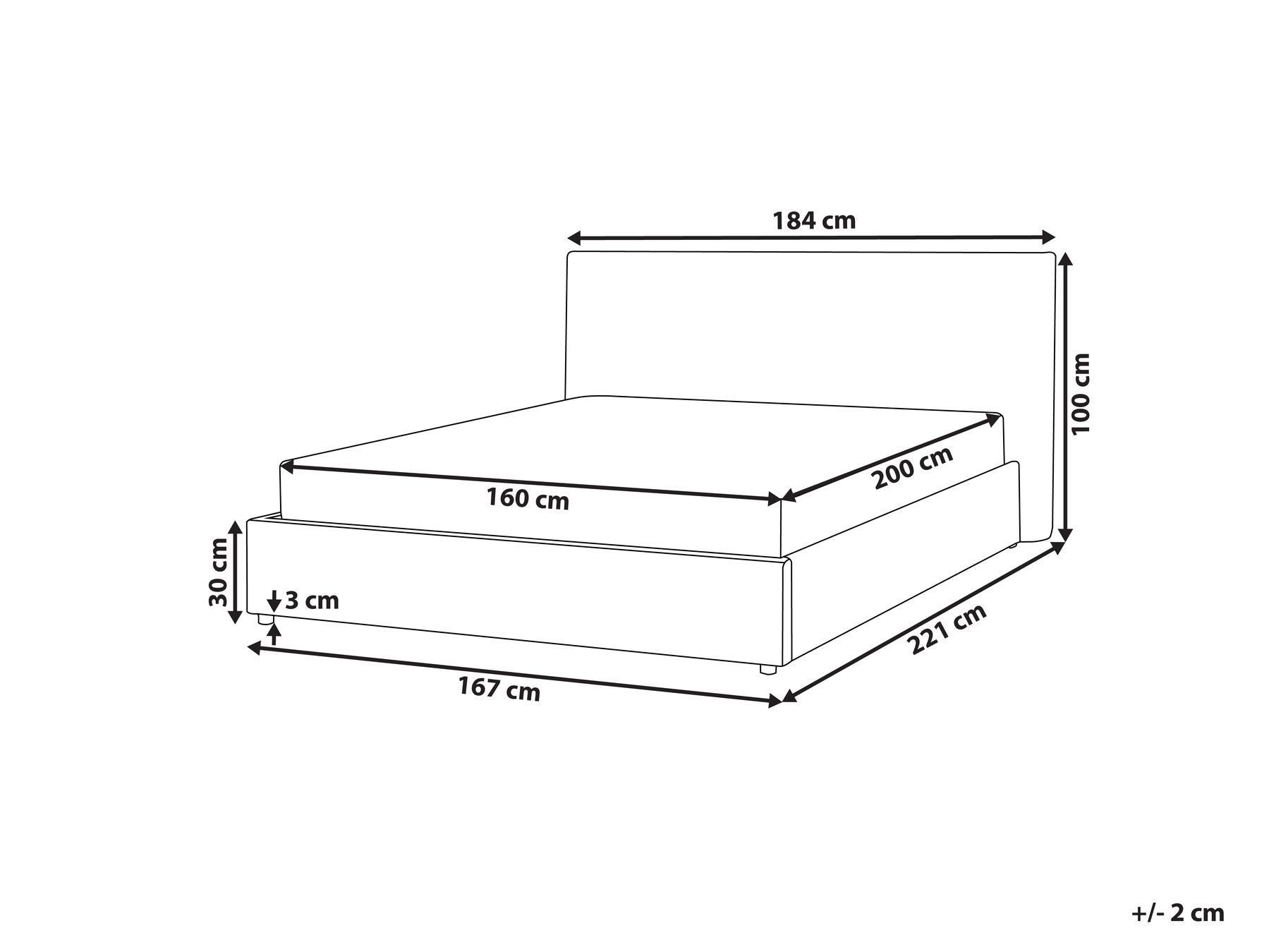 Bed Velvet LAVAUR 160 x 200 cm (EU King Size) Off-White_985289