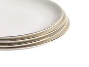 Zastawa stołowa 24-częściowa CUMIN Porcelana Złamana biel/ złoty_1061655