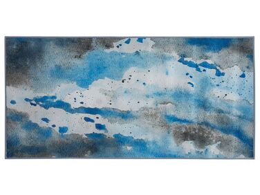 Teppich blau-grau 80 x 150 cm Flecken-Motiv Kurzflor BOZAT