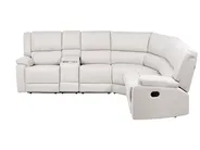 Manual Recliner Corner Sofa 5 Seater ROKKE Fabric Off-White Light Beige Left Hand_1105413