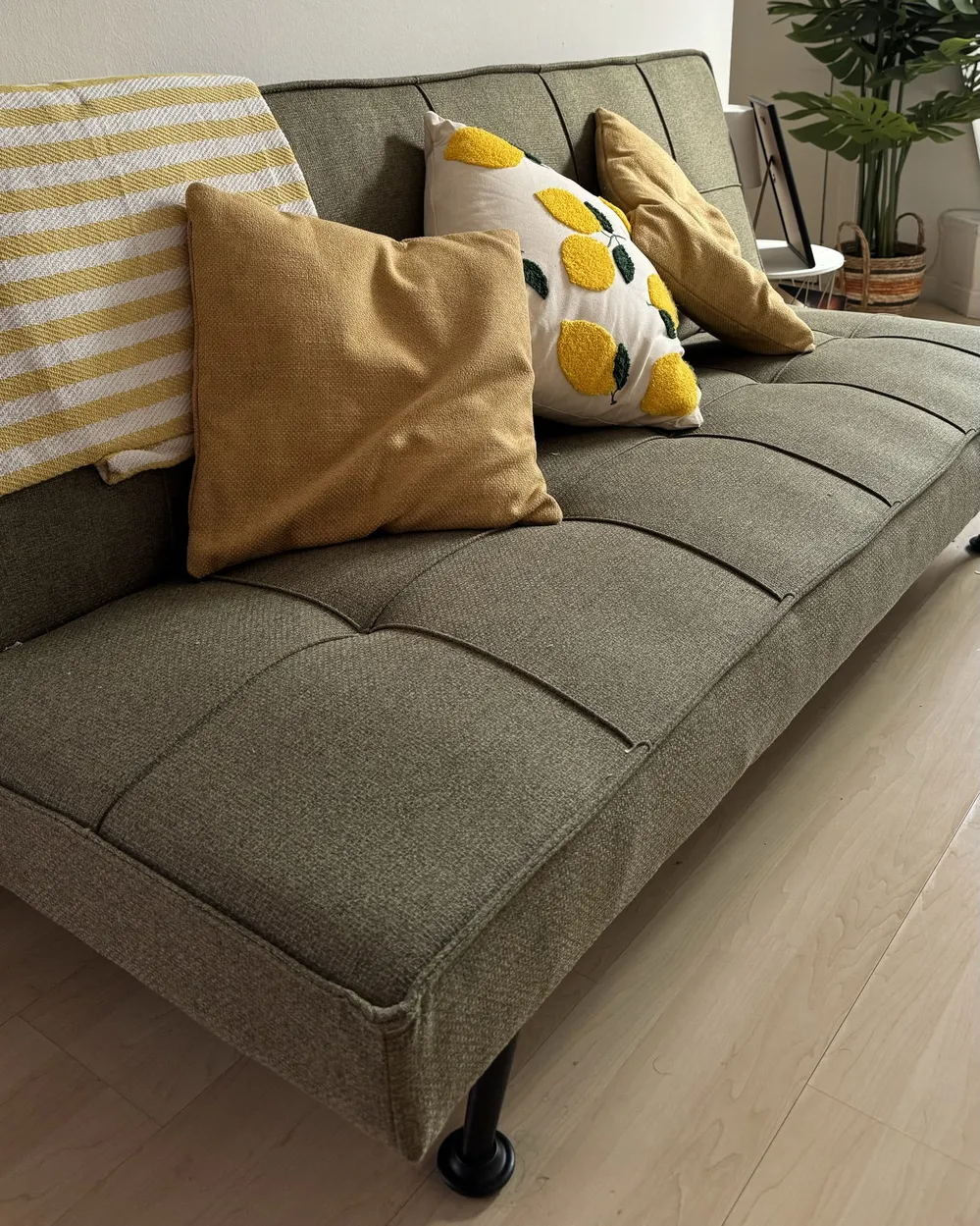 Sofa Bed 3 Seater HASLE Fabric Olive Green_940179