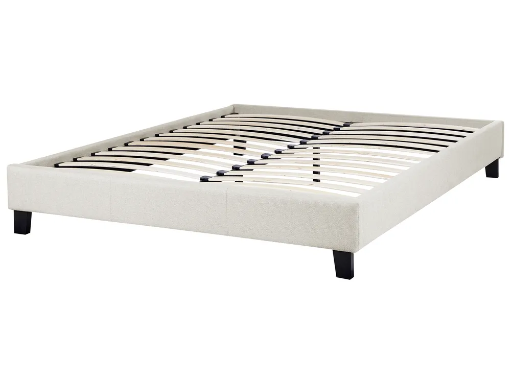 Bed without Headboard Fabric ROANNE 140 x 200 cm (EU Double) Light Beige_902955