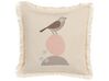 Coussin décoratif à franges avec motif oiseau 60 x 60 cm beige WATTLE_877685