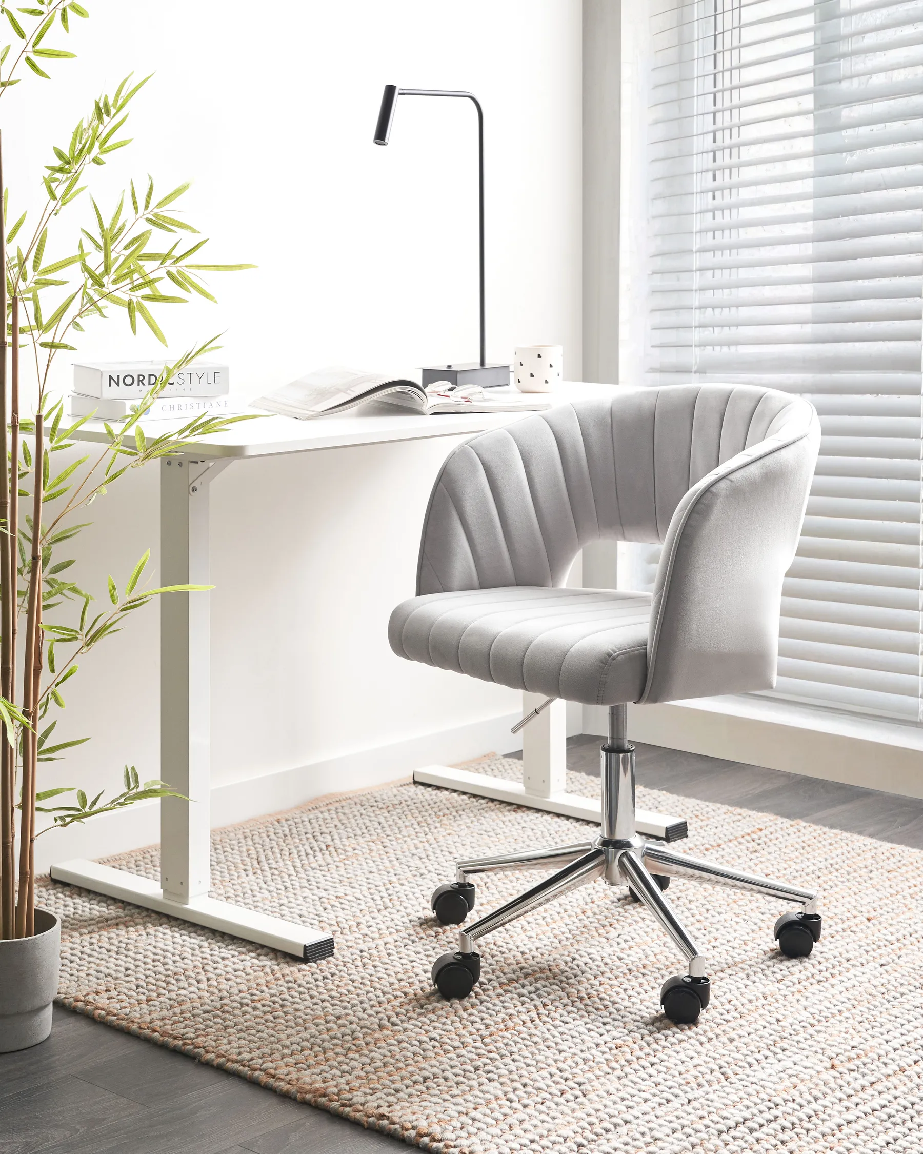 Desk Chair KATONAH Velvet Light Grey_970602