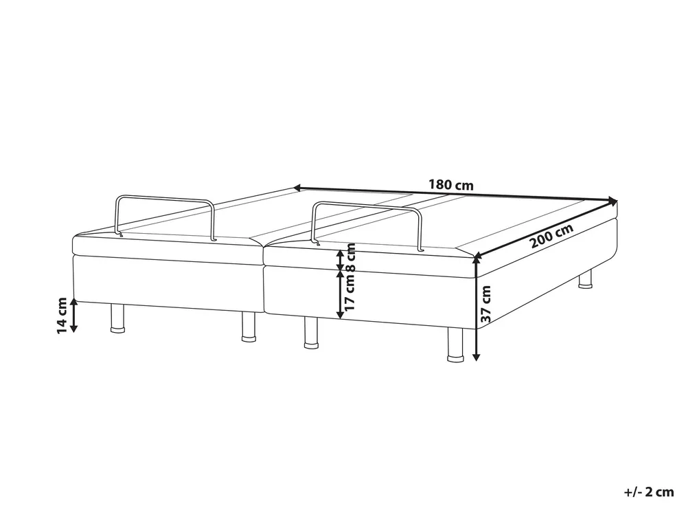 Adjustable Bed without Headboard Fabric DUKE II 180 x 200 cm (EU Super King) Light Grey_973642