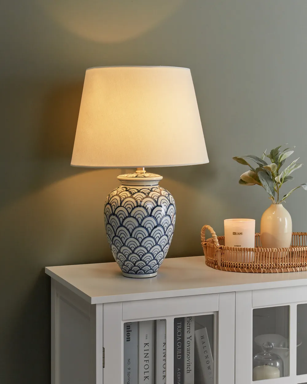 Lampa stołowa JAUCA Porcelana Biały/ niebieski