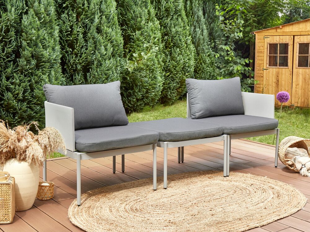 Lounge Set TERRACINA Aluminium Light Grey Reversible 2 Seater Beliani