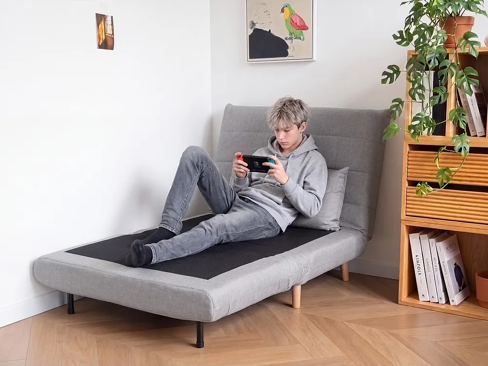 Sofa rozkładana jednoosobowa SETTEN Jasnoszary_1153732