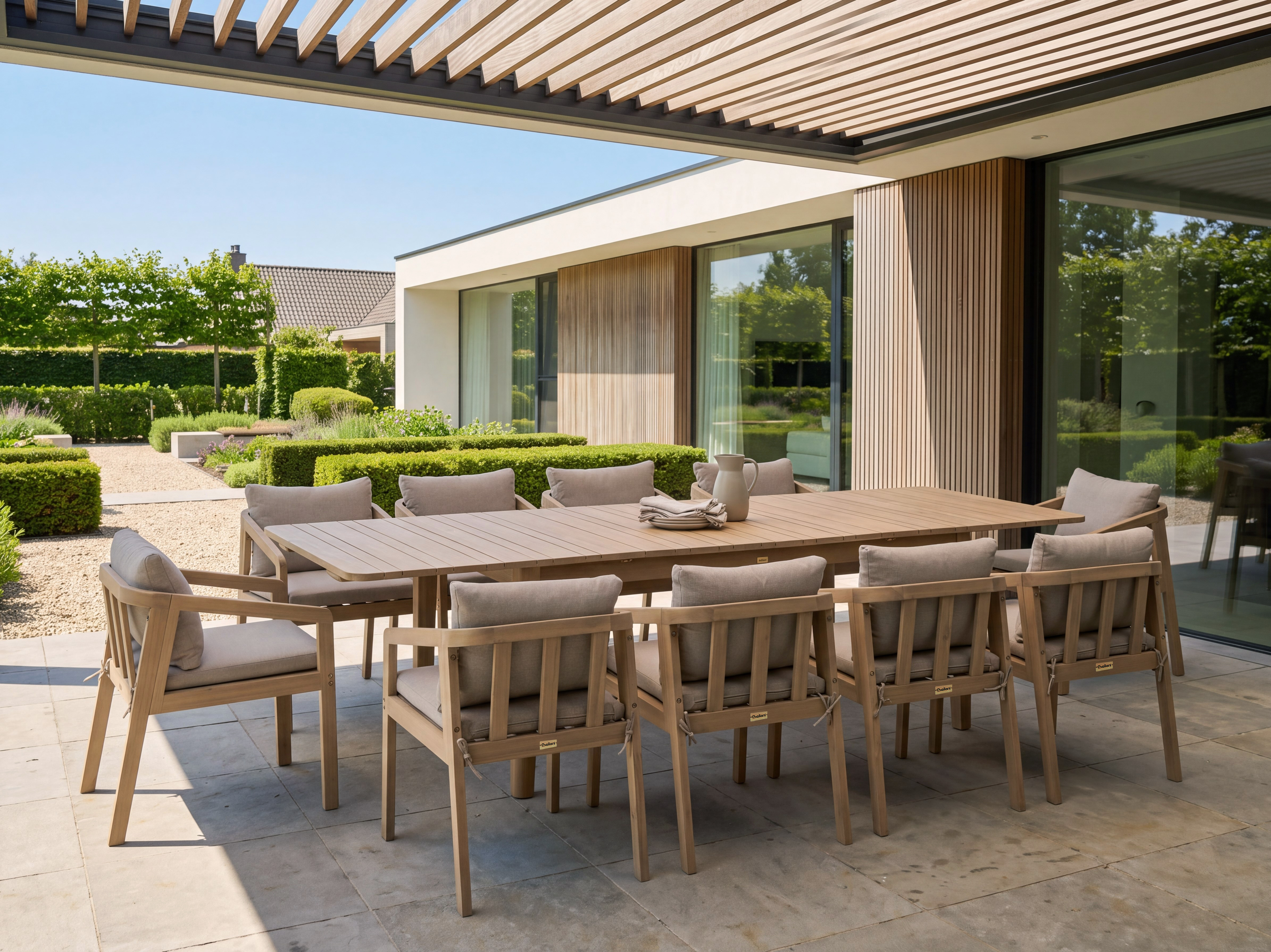 Garden Dining Set 10 Seater TOSCANELLA with Cushions Certified Acacia Wood Light Brown_1165256