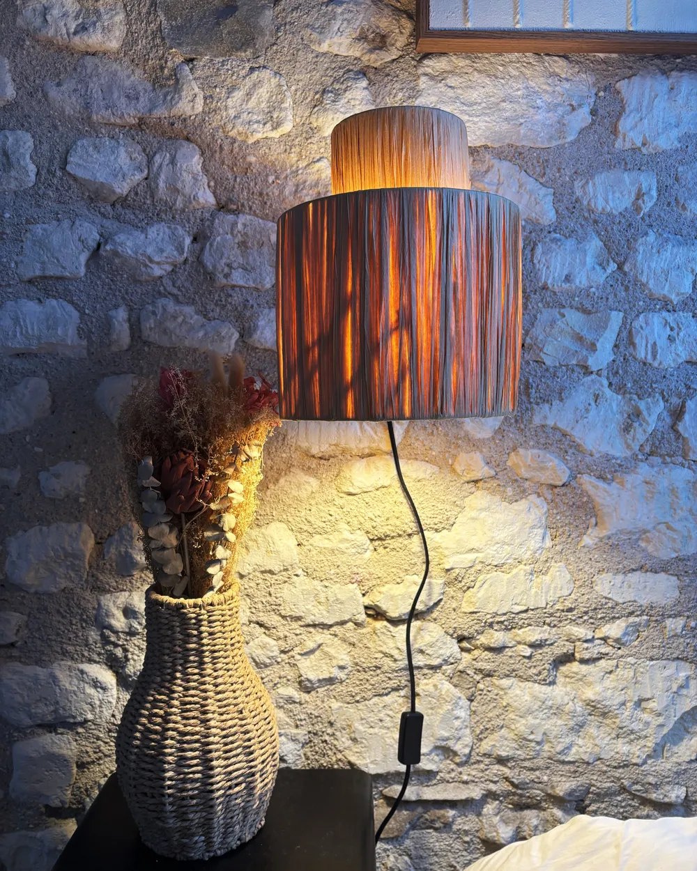 Set of 2 Wall Lamps SHINFA Wicker Natural_1050576