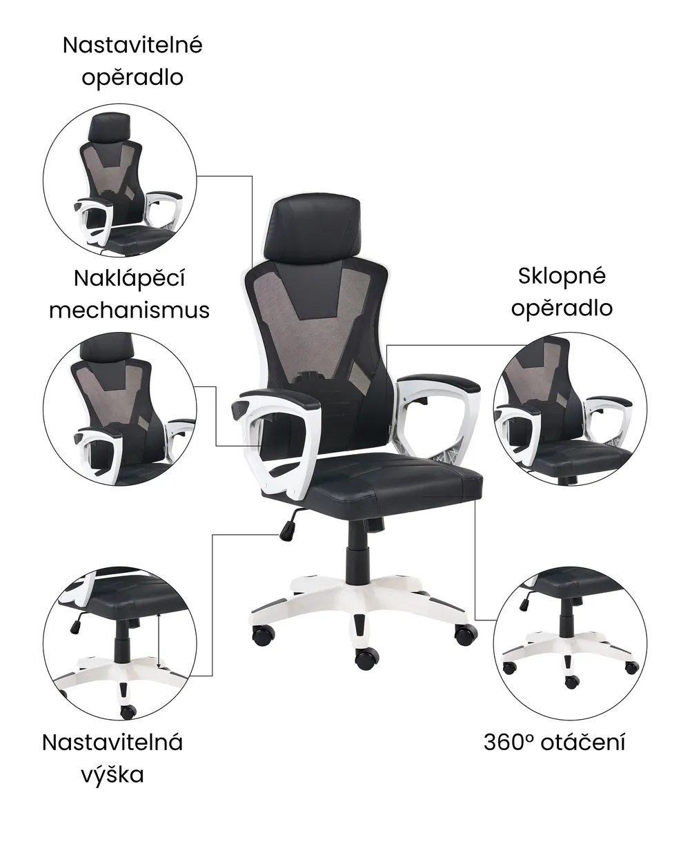 Kancelářská židle IGNIS Umělá kůže Bílá_1074212
