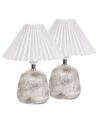Sada 2 keramických stolních lamp šedé/bílé ZEYI_898062