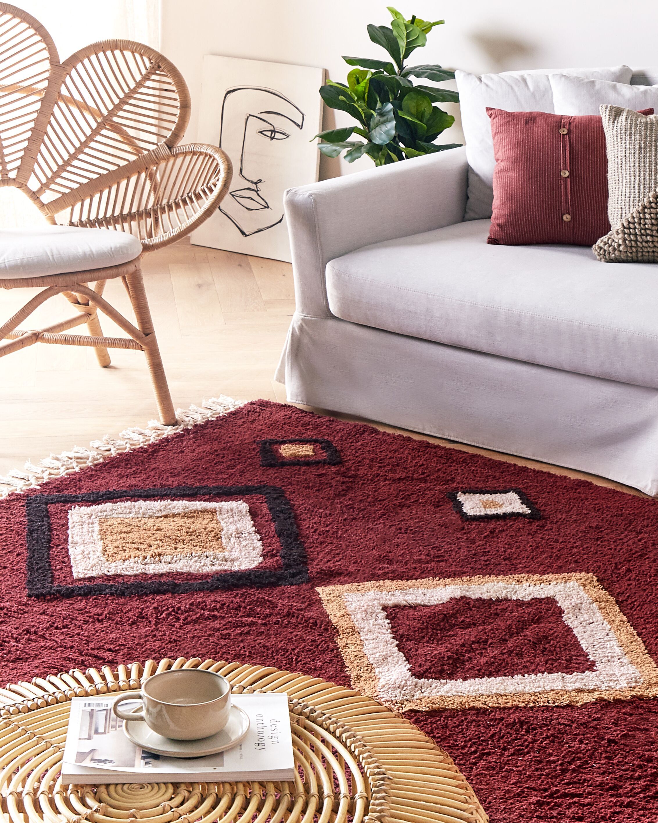 Tappeto SIIRT Rosso 140 x 200 cm Cotone_1179160