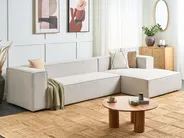 Corner Sofa 3 Seater VERNON Fabric Light Beige Left Hand_887779