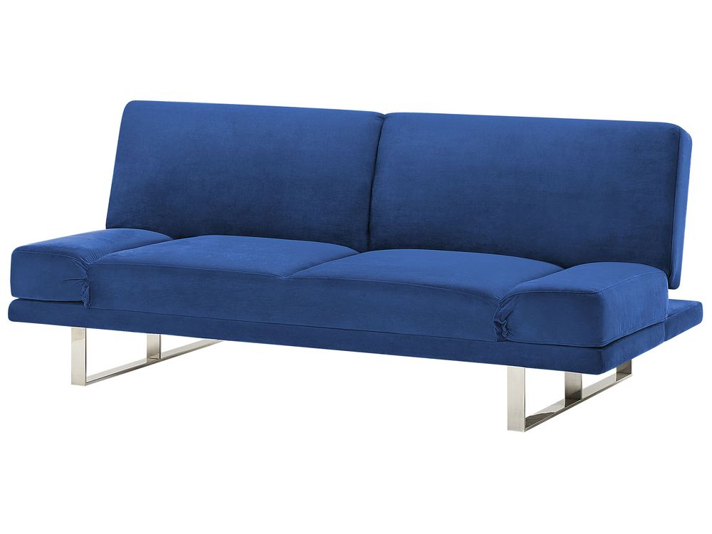Velvet Sofa Bed Navy Blue YORK Beliani