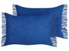 Set of 2 Cotton Cushions 35 x 50 cm Navy Blue MABA_940208