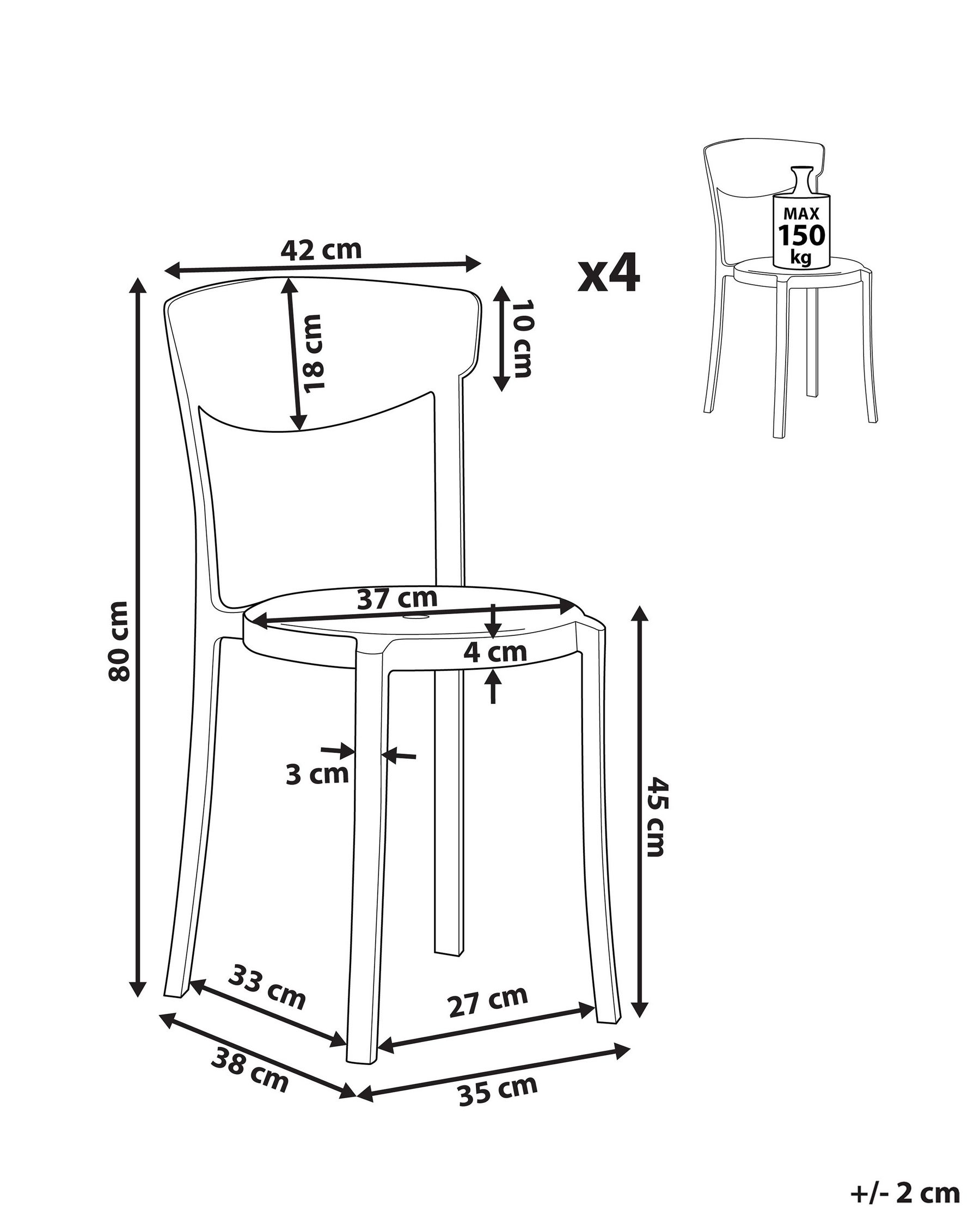Set di 4 sedie da giardino VIESTE Grigio scuro_861700