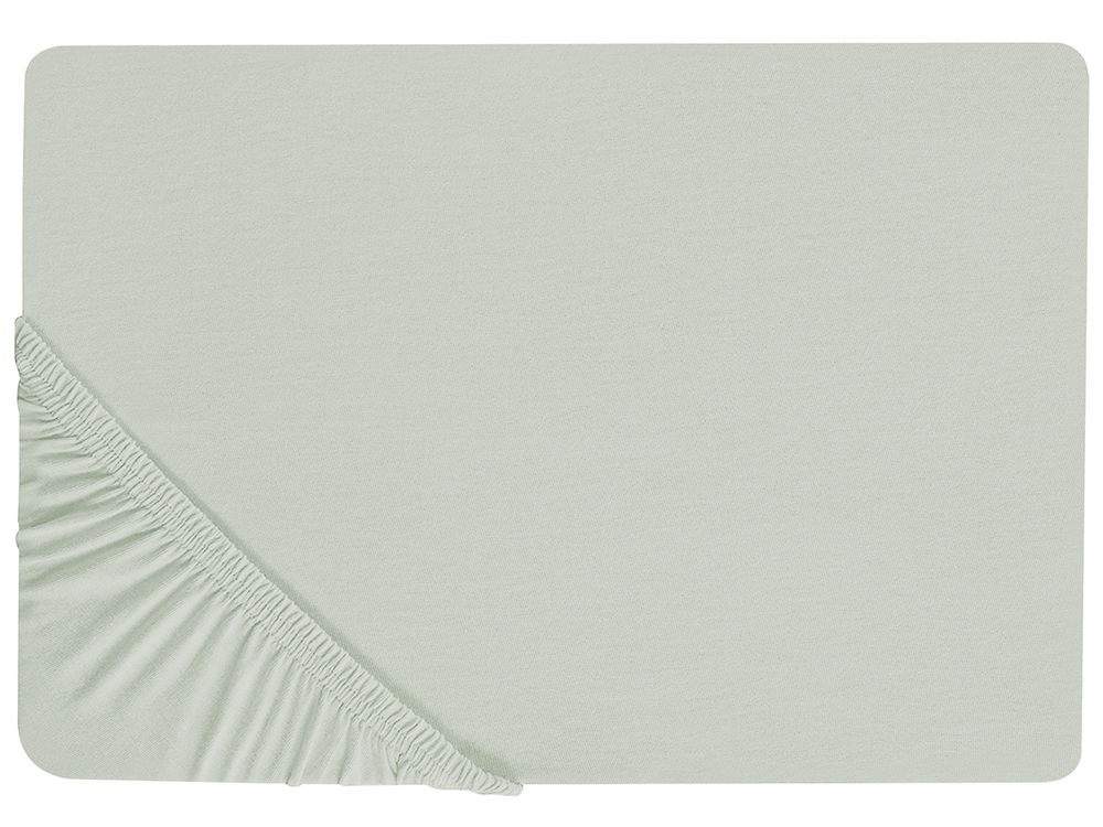 Fitted Sheet JANBU 160 x 200 cm Cotton Light Green