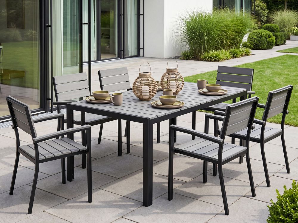 Set da pranzo da giardino 6 posti COMO Grigio