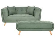 Sofa 2 Seater HABO with Ottoman Fabric Green_1076885