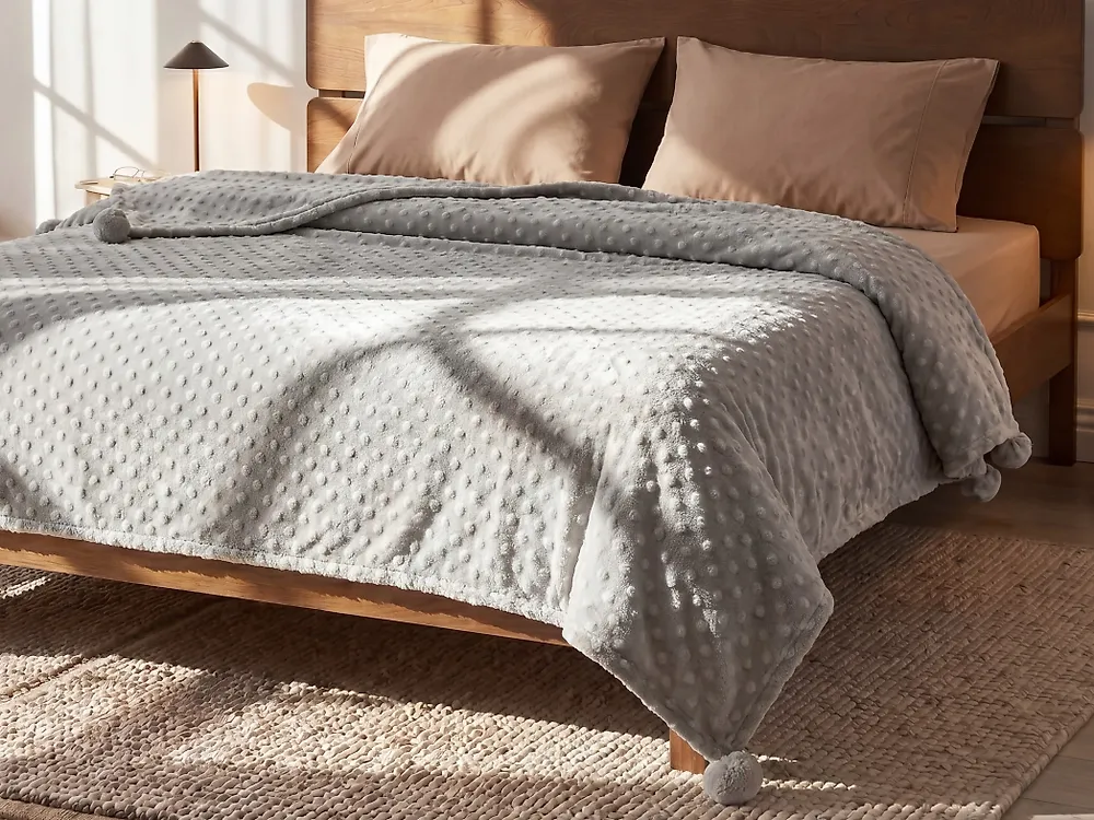 Kuscheldecke SAMUR 200 x 220 cm Hellgrau_1177852