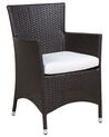 Conjunto de 2 sillas de jardín de ratán marrón oscuro/blanco crema ITALY_727407