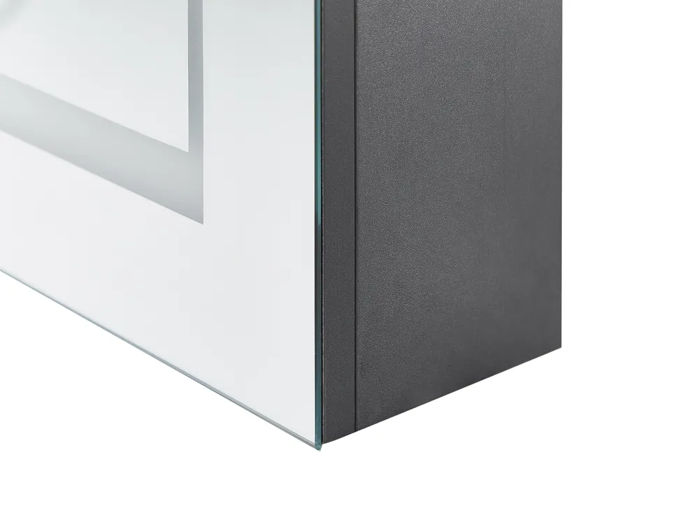 Szafka łazienkowa wisząca z lustrem LED MALASPINA 40 cm 60 cm Czarny_905851