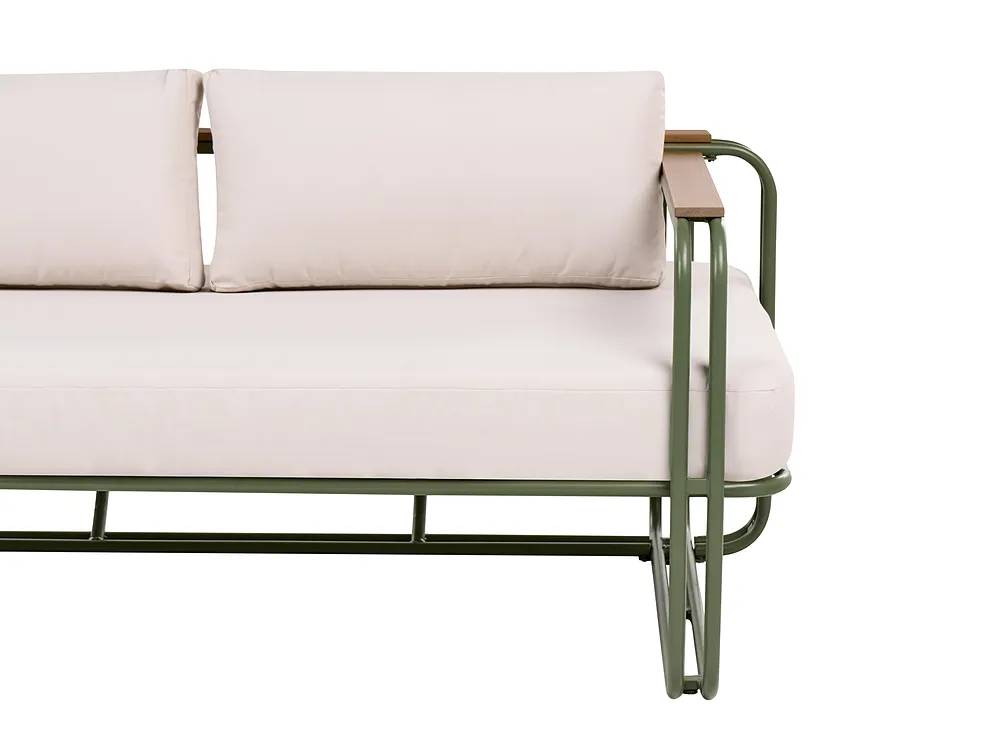 Garden Lounge Set with Table and Ottoman 3 Seater CAMEROTA  Metal Green_1156969