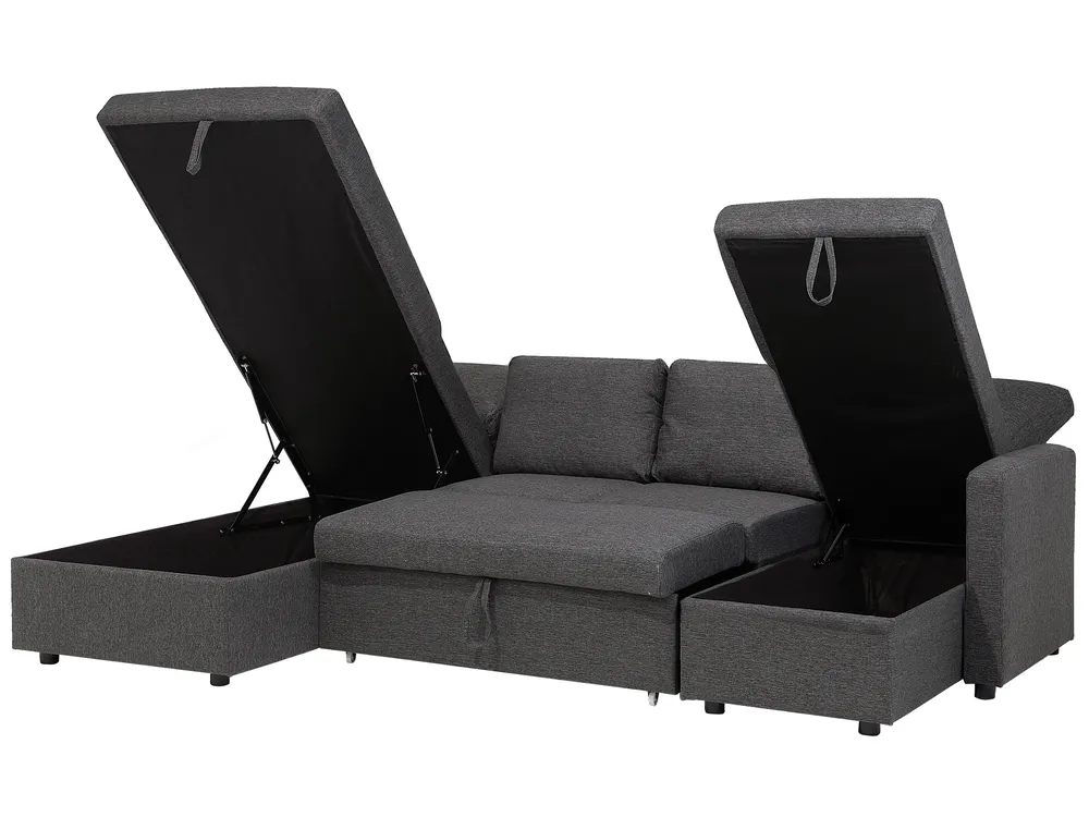 U-Shape Sofa Bed 5 Seater KARRABO with Storage Fabric Dark Grey_712709