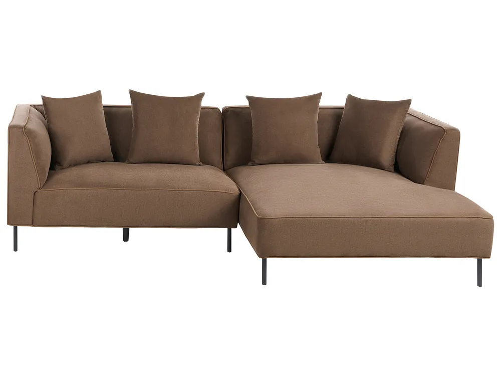 Corner Sofa 3 Seater SATER Fabric Brown Left Hand