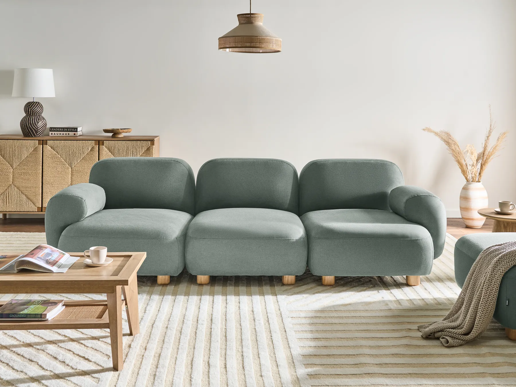 Modular Sofa 3 Seater AMLI Fabric Light Green_1069925