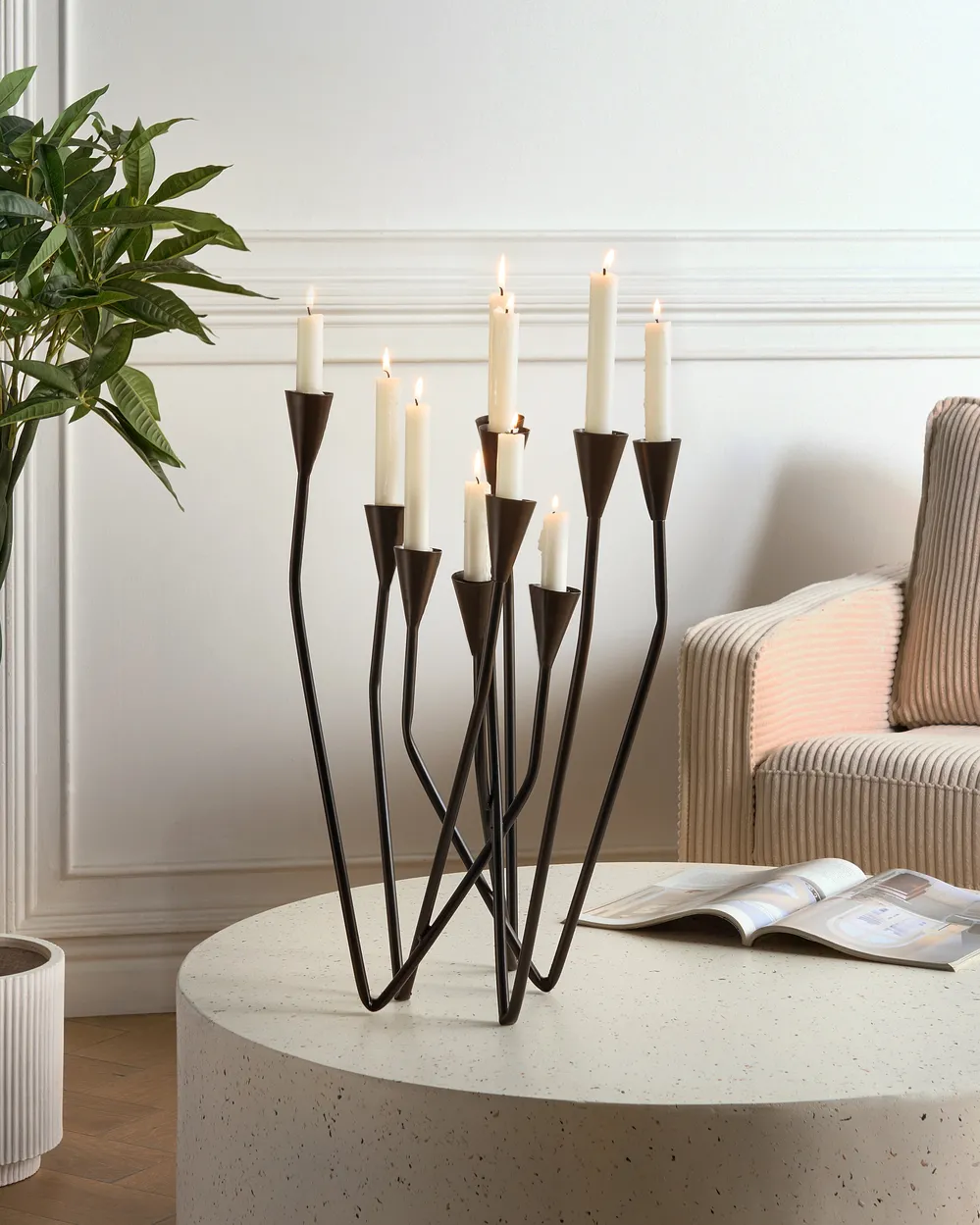 Candle Holder MATOSINHOS Metal 54 cm Black - Beliani.nl