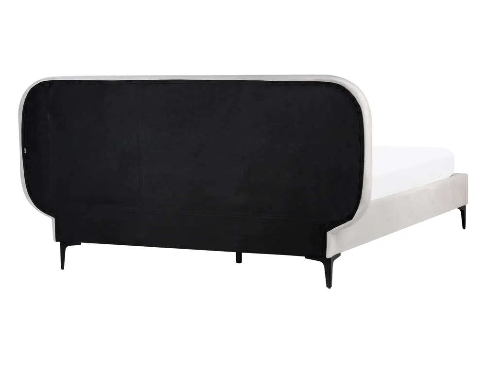 Cama Veludo SUZETTE 140 x 200 cm Cinzento claro_989470