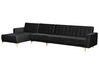 Right Hand Modular Velvet Sofa with Ottoman Black ABERDEEN_857501