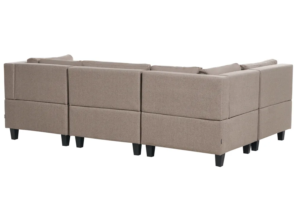 Modular U-Shape Sofa 5 Seater UNSTAD with Ottoman Fabric Brown_891290