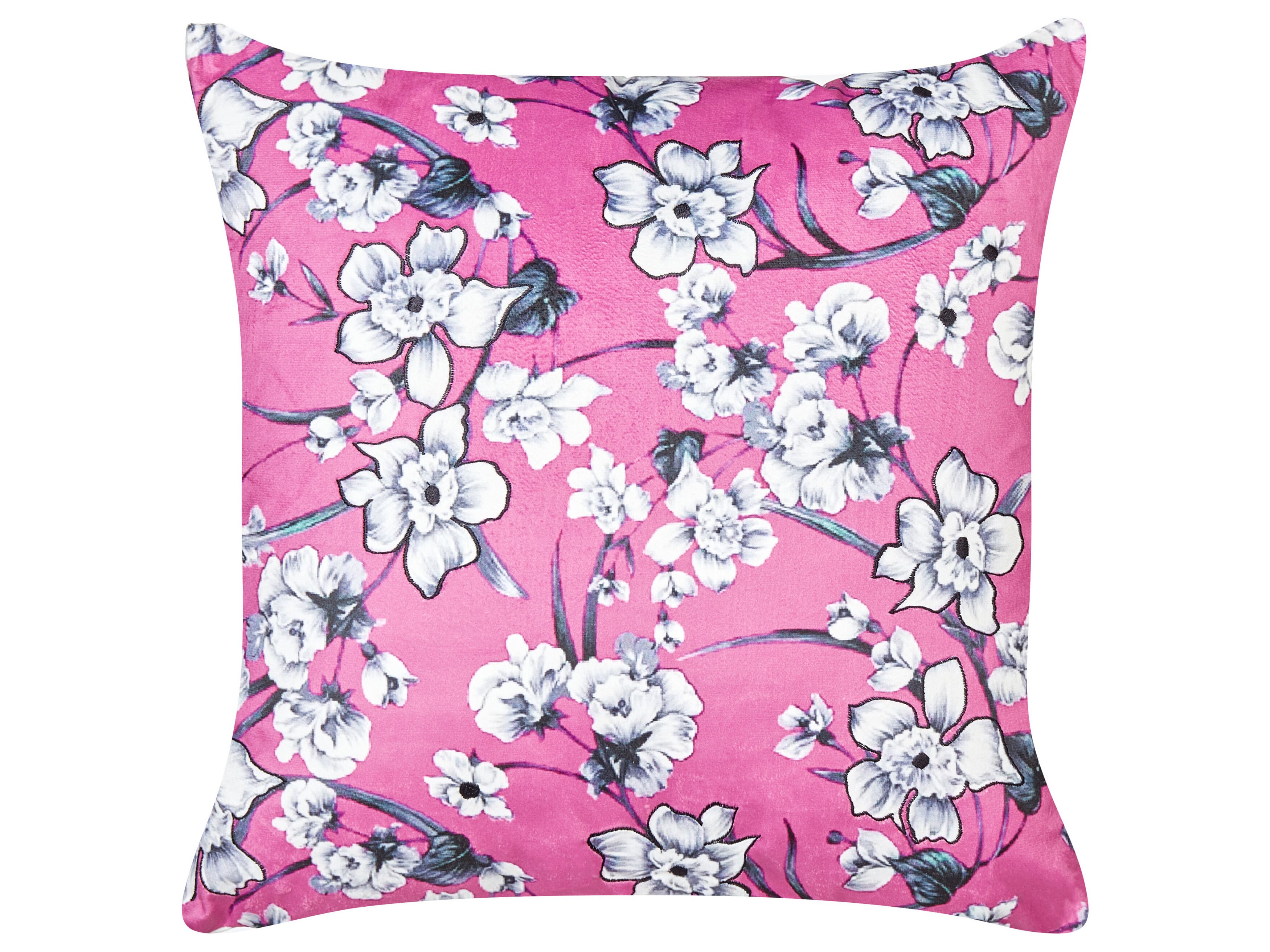 Set of 2 Decorative Cushions KOELERIA Velvet 45 x 45 cm Fuchsia Pink ...