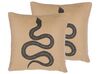 Dekokissen Schlangenmotiv beige / schwarz 45 x 45 cm 2er Set MANORA_801393