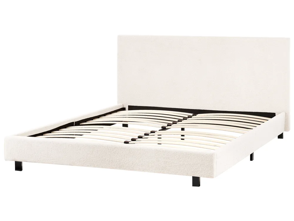 Bed Boucle ALBI 160 x 200 cm (EU King Size) Off-White_981932
