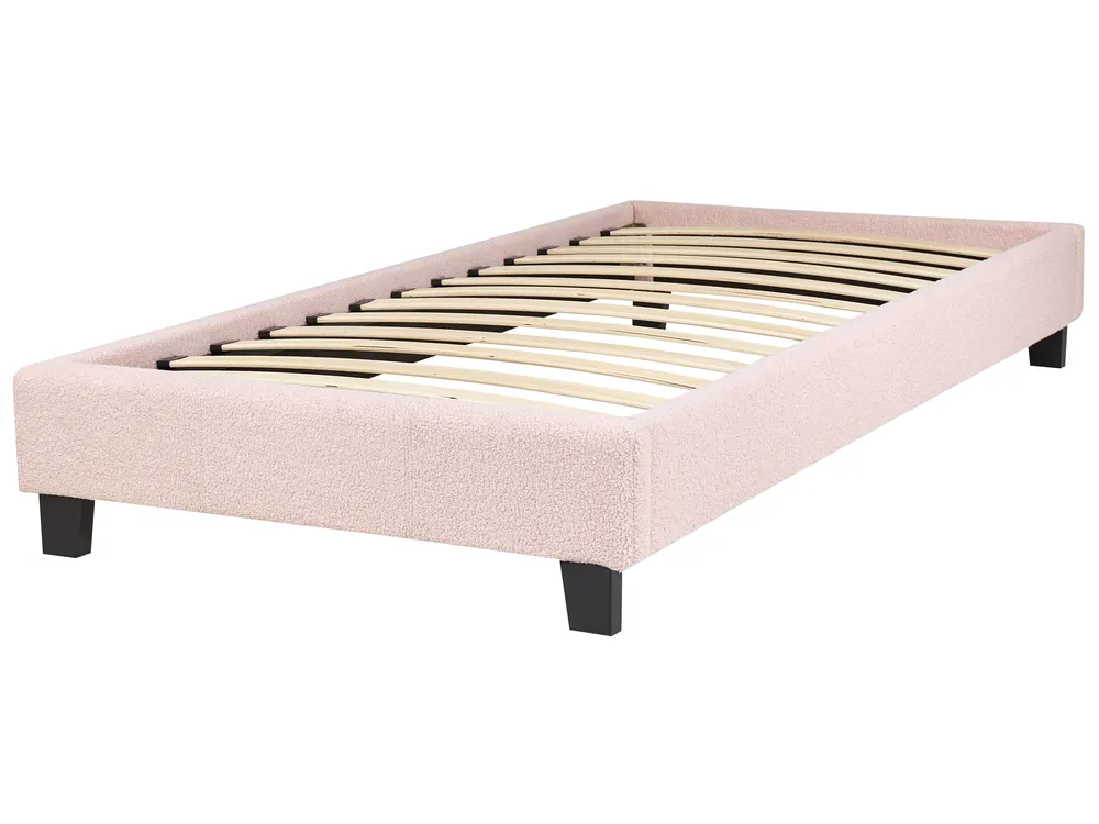 Bed without Headboard Boucle ROANNE 90 x 200 cm (EU Single) Pastel Pink_903071