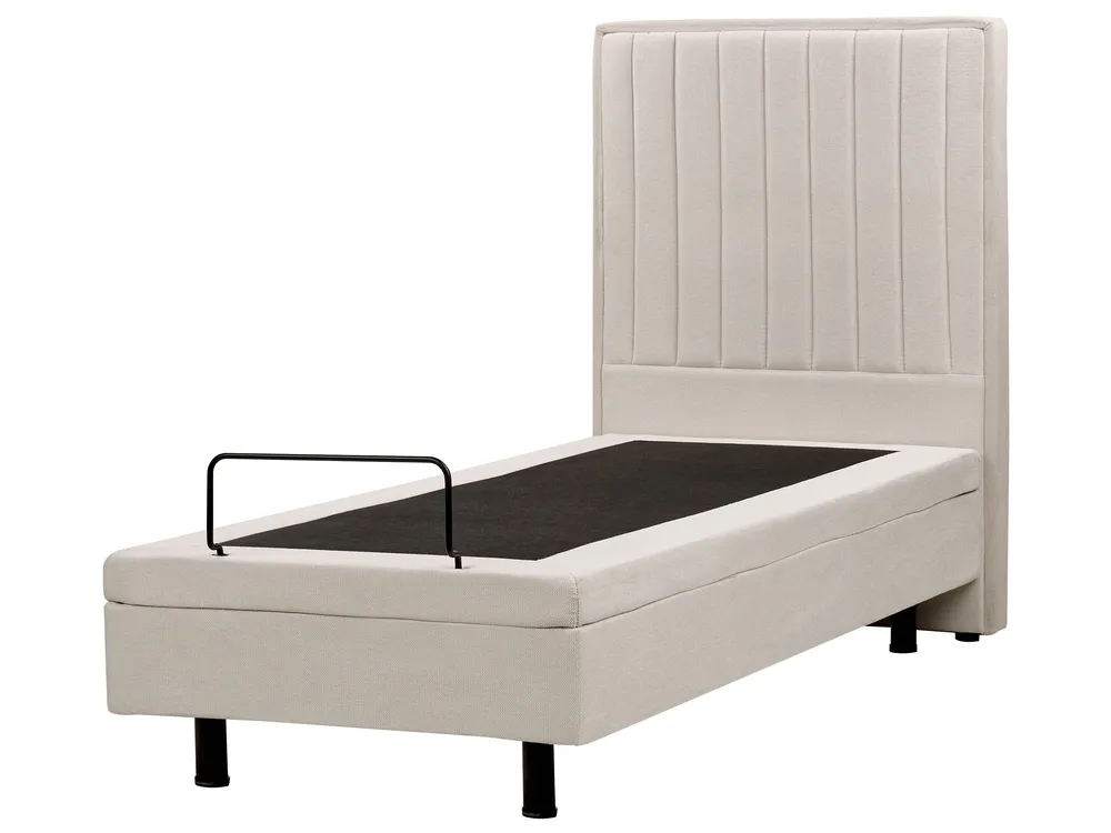 Bett verstellbar Stoff DUKE II 80 x 200 cm Hellbeige_910504