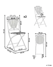 Set di 2 sedie da giardino PAVIA Pieghevole Metallo Blu_1046250